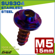タッピングネジ M5×15mm スノーヘッド 六角穴 フランジ付き ネジ SUS304 ステンレス 焼きチタンカラー TC0193 【メール便可】