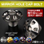 ミラーホールカバーボルト キャップ M10×10mm P1.25 正ネジ 逆ネジ 2個セット ヤマハ車用 デザインヘッド SUS304 シルバー TH0186 【メール便可】
