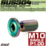 バンジョーボルト M10 P1.00 六角穴付き フラット デザインヘッド CNC SUS304 ステンレス マットカラー レインボーグリーン TH0239 【メール便可】