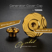 ヤマハ車用 ジェネレーターカバー クランク＆ポイントホール キャップセット ステンレス製 V-2 ゴールド TH0323 【メール便可】