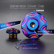 ヤマハ車用 ジェネレーターカバー クランク＆ポイントホール キャップセット ステンレス製 V-2 焼チタンカラー TH0324 【メール便可】