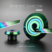 ホンダ車用 M14 M30 ジェネレーターカバー クランクケースカバー キャップセット ステンレス CNC_AA レインボーグリーン TH0744 【メール便可】