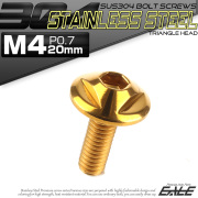ボタンボルト M4×20mm P0.7 トライアングルヘッド フランジ付 六角穴 SUS304 ステンレス製 ゴールド TR0143 【メール便可】