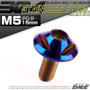 ボタンボルト M5×15mm P0.8 トライアングルヘッド フランジ付 六角穴 SUS304 ステンレス製 焼きチタン TR0159 【メール便可】