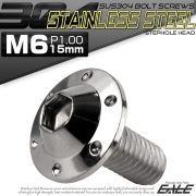 ボタンボルト M6×15mm P1.00 ステップ ホールヘッドボルト フランジ付 六角穴 SUS304 ステンレス シルバー TR0178 【メール便可】
