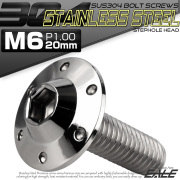 ボタンボルト M6×20mm P1.00 ステップ ホールヘッドボルト フランジ付 六角穴 SUS304 ステンレス シルバー TR0179 【メール便可】