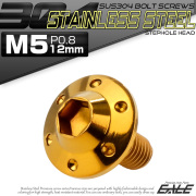 ボタンボルト M5×12mm P0.8 ステップ ホールヘッドボルト フランジ付 六角穴 SUS304 ステンレス ゴールド TR0186 【メール便可】