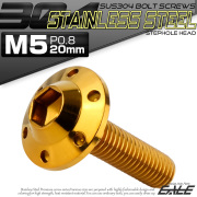 ボタンボルト M5×20mm P0.8 ステップ ホールヘッドボルト フランジ付 六角穴 SUS304 ステンレス ゴールド TR0188 【メール便可】