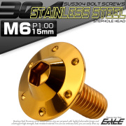 ボタンボルト M6×15mm P1.00 ステップ ホールヘッドボルト フランジ付 六角穴 SUS304 ステンレス ゴールド TR0192 【メール便可】