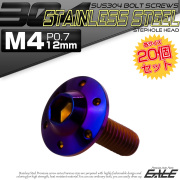 20個セット ボタンボルト M4×12mm P0.7 ステップ ホールヘッドボルト フランジ付 六角穴 SUS304 ステンレス 焼きチタン TR0197-20SET