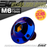 20個セット ボタンボルト M6×10mm P1.00 ステップ ホールヘッドボルト フランジ付 六角穴 SUS304 ステンレス 焼きチタン TR0204-20SET