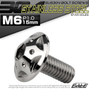 ボタンボルト スターホールヘッド M6×15mm P1.0 フランジ付 六角穴 SUS304 ステンレス  シルバー TR0220 【メール便可】