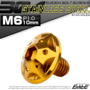 ボタンボルト スターホールヘッド M6×10mm P1.0 フランジ付 六角穴 SUS304 ステンレス  ゴールド TR0232 【メール便可】