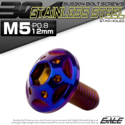 ボタンボルト スターホールヘッド M5×12mm P0.8 フランジ付 六角穴 SUS304 ステンレス  焼きチタン TR0242 【メール便可】