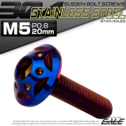 ボタンボルト スターホールヘッド M5×20mm P0.8 フランジ付 六角穴 SUS304 ステンレス  焼きチタン TR0244 【メール便可】