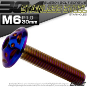 ボタンボルト スターホールヘッド M6×30mm P1.0 フランジ付 六角穴 SUS304 ステンレス  焼きチタン TR0251 【メール便可】