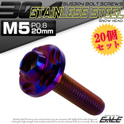 20個セット SUS304 ステンレス製 フランジ付き ボタンボルト M5×20mm P0.8 六角穴  焼きチタン スノーヘッド TR0286-20SET