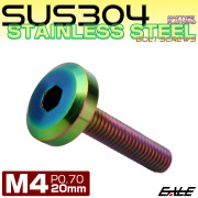 フラットヘッドボルト M4x20mm P0.7 ボタンボルト ステンレスボルト マットタイプ レインボーグリーン 虹色 TR0315 【メール便可】