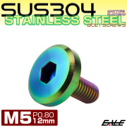 フラットヘッドボルト M5x12mm P0.8 ボタンボルト ステンレスボルト マットタイプ レインボーグリーン 虹色 TR0316 【メール便可】