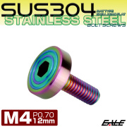 4×12mm P0.7 シェルヘッド フラット ステンレスボルト 六角穴付 マットタイプ SUS304 レインボーグリーン TR0341 【メール便可】