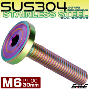 6×30mm P0.7 シェルヘッド フラット ステンレスボルト 六角穴付 マットタイプ SUS304 レインボーグリーン TR0353 【メール便可】