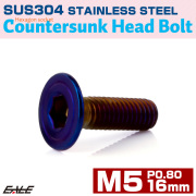 皿ボルト M5×16mm P0.8 シェルヘッド SUS304 ステンレス 六角穴 皿キャップ 焼きチタンカラー TR0419 【メール便可】