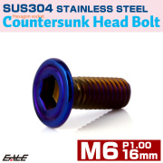 皿ボルト M6×16mm P1.00 シェルヘッド SUS304 ステンレス 六角穴 皿キャップ 焼きチタンカラー TR0421 【メール便可】