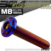 ボタンボルト スターホールヘッド M8×45mm P1.25 フランジ付 六角穴 SUS304 ステンレス  焼きチタン TR0454 【メール便可】