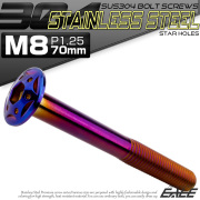 ボタンボルト スターホールヘッド M8×70mm P1.25 フランジ付 六角穴 SUS304 ステンレス  焼きチタン TR0459 【メール便可】
