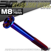 SUS304 フランジ付 ボタンボルト M8×75mm P1.25 六角穴  焼きチタン スノーヘッド ステンレス製 TR0499 【メール便可】