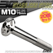 20個セット ボタンボルト スターホールヘッド M10×75mm P1.25 フランジ付 六角穴 SUS304 ステンレス  シルバー TR0690-20SET