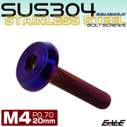 ステンレスボルト M4×20mm P0.7 シェルヘッド フラット 六角穴付 ボタンボルト SUS304 焼きチタンカラー TR0797 【メール便可】