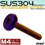 ステンレスボルト M4×25mm P0.7 シェルヘッド フラット 六角穴付 ボタンボルト SUS304 焼きチタンカラー TR0798 【メール便可】