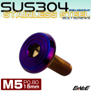 ステンレスボルト M5×15mm P0.8 シェルヘッド フラット 六角穴付 ボタンボルト SUS304 焼きチタンカラー TR0801 【メール便可】