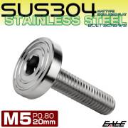 5×20mm P0.8 シェルヘッド フラット ステンレスボルト 六角穴付 マットタイプ SUS304 シルバー TR0821 【メール便可】