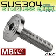 6×25mm P1.0 シェルヘッド フラット ステンレスボルト 六角穴付 マットタイプ SUS304 シルバー TR0829 【メール便可】