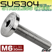 6×30mm P1.0 シェルヘッド フラット ステンレスボルト 六角穴付 マットタイプ SUS304 シルバー TR0830 【メール便可】