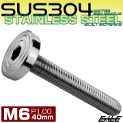 6×40mm P1.0 シェルヘッド フラット ステンレスボルト 六角穴付 マットタイプ SUS304 シルバー TR0832 【メール便可】