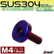 4×12mm P0.7 シェルヘッド フラット ステンレスボルト 六角穴付 マットタイプ SUS304 焼きチタンカラー TR0852 【メール便可】
