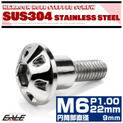 段付きボルト M6×22mm P1.0 円筒部直径9mm デザインヘッド SUS304 ステンレス 六角穴 フランジボルト シルバー TR0871 【メール便可】
