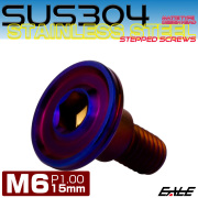 段付きボルト M6×15mm P1.00 円筒部直径8mm ボタンボルト 薄型 六角穴 デザインヘッド フラット マット 焼きチタン TR1145 【メール便可】