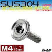 ボタンボルト M4×15mm P0.7 薄型 デザインヘッド フラット SUS304 六角穴 カスタムボルト マット シルバー TR1150 【メール便可】