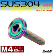 ボタンボルト M4×20mm P0.7 薄型 デザインヘッド フラット SUS304 六角穴 カスタムボルト マット レインボーグリーン TR1208 【メール便可】