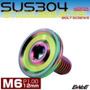 ボタンボルト M6×12mm P1.00 薄型 デザインヘッド フラット SUS304 六角穴 カスタムボルト マット レインボーグリーン TR1217 【メール便可】