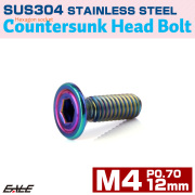 皿ボルト M4×12mm P0.7 シェルヘッド SUS304 ステンレス 六角穴 皿キャップ レインボー 虹色 TR1229 【メール便可】