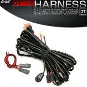 2出力 汎用 リレーハーネス 3m DTコネクタ マウススタイル スイッチ付き 12V LED作業灯 ワークライト ライトバーの取り付けに I-442