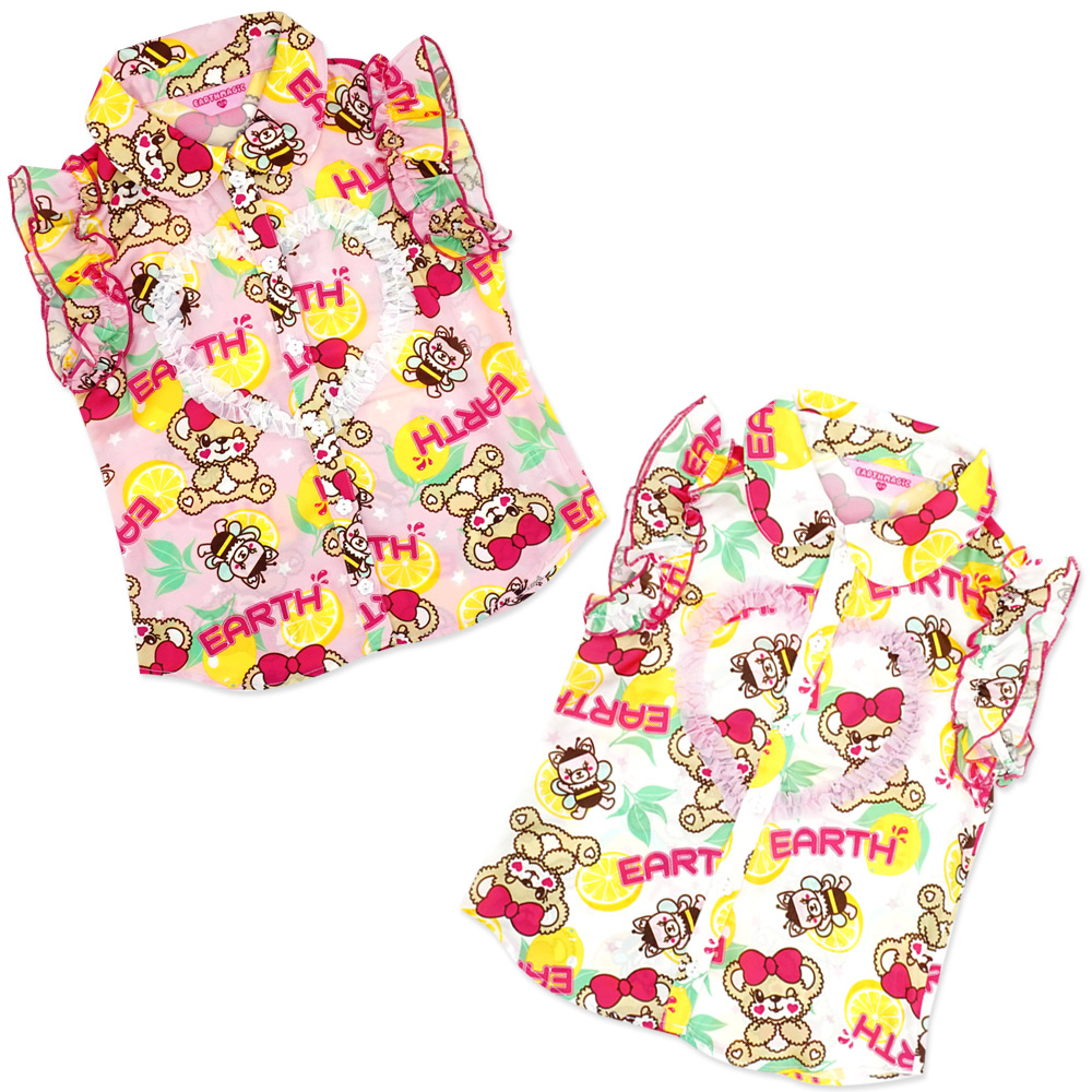 アースマジック EARTHMAGIC ハニー＆マフィー 総柄 ノースリーブ襟付きシャツ 2021春夏