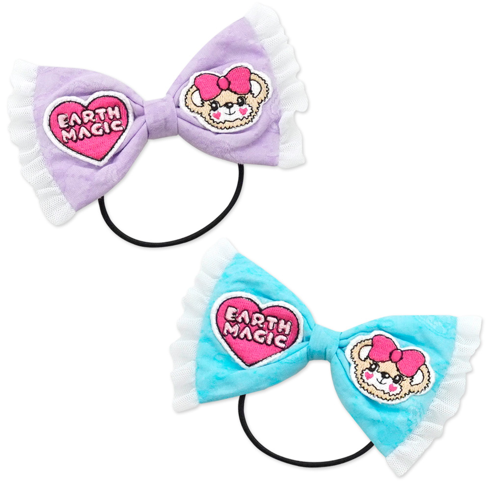 アースマジック EARTHMAGIC シャンブレー リボンヘアゴム フェイスマフィー総柄 2021春夏