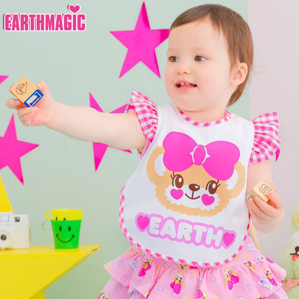 アースマジックベビー EARTHMAGIC BABY お食事エプロン ペールピンク ラベンダー 裏防水加工 スタイ ビブ 2022春夏