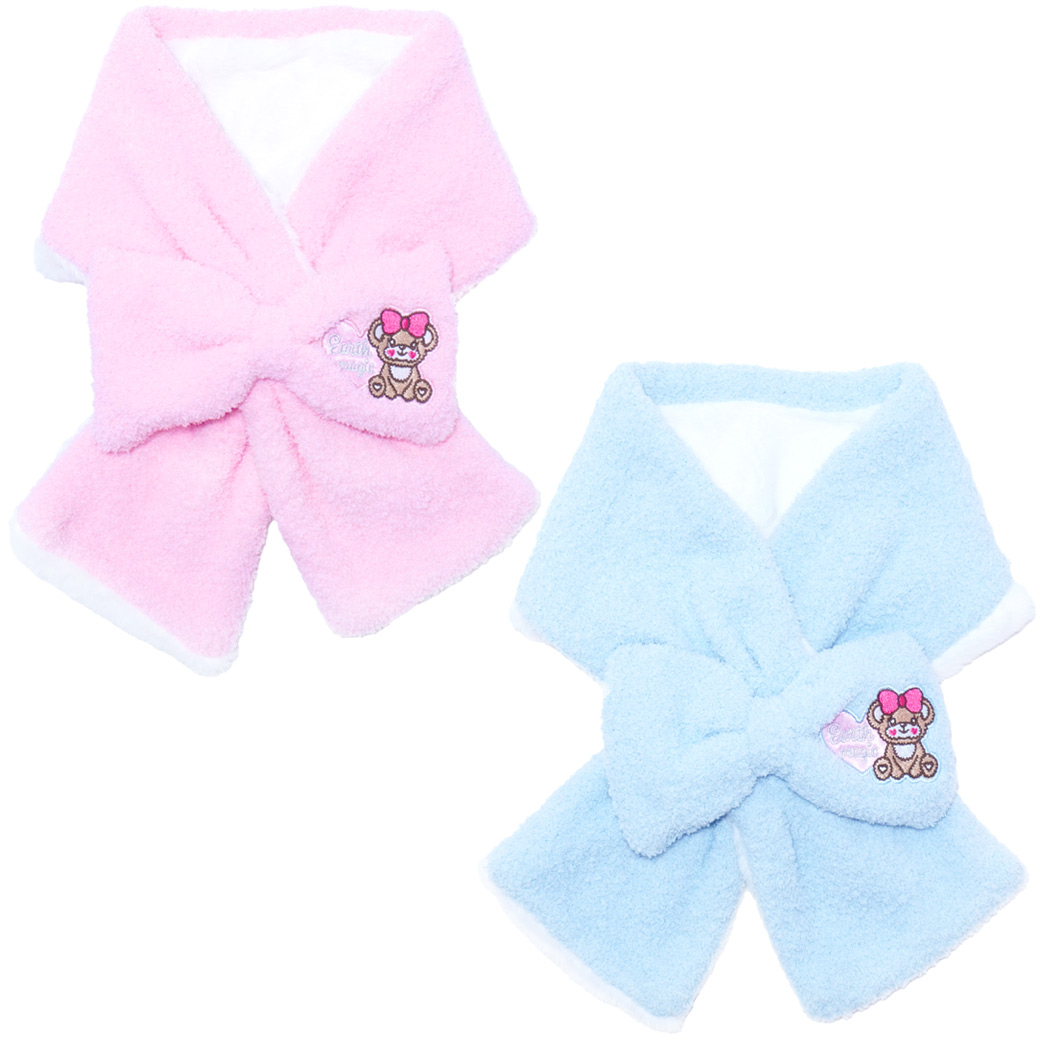 アースマジック EARTHMAGIC リボンティペット ペールピンク サックス マフラー フェイクファー マフィー 2023秋冬